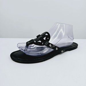 Pierre Dumas Limit Flat Slip On Thong Flip Flops Sandals 10 M Black Faux Leather